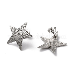 変色しない304ステンレススタッドピアス金具  垂直ループ付き  ステンレス鋼色  スター  22x22mm  穴：2.5mm  ピン：0.8mm&nbsp;STAS-M314-02B-P