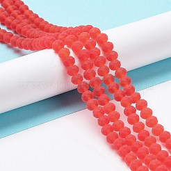 透明ガラスビーズ連売り  多面カット  艶消し  ロンデル  トマト  2.9~3.3mm  穴：1mm  約135~140個/連  32~34cm&nbsp;LS-EGLA-A034-T2mm-MD01