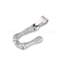 変色しない304ステンレススチールペンダント  竹風  ステンレス鋼色  文字.u  19x13x3mm  穴：3x7mm&nbsp;STAS-F235-01P-U