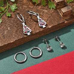 3 Pairs 3 Styles Christmas 304 Stainless Steel Hoop & Stud Earring Sets for Women&nbsp;EJEW-K279-14P