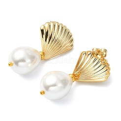 Teardrop Shell Pearl Bead Stud Earrings&nbsp;EJEW-JE07105-02