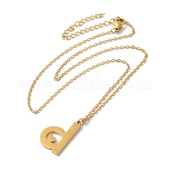 304ステンレススチールペンダントネックレス  文字L  文字d  15.75インチ（40cm）  ペンダント：23.5x14.5x1.5mm&nbsp;NJEW-H036-02G-D