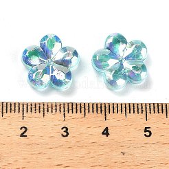 透明アクリルビーズ  プラム  ABカラーメッキ  ターコイズ  13.5x14.5x4.5mm  穴：1.8mm  約1111個/500g&nbsp;PACR-H004-01L