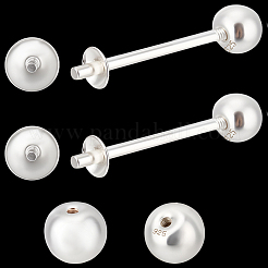 2 Pairs 925 Sterling Silver Stud Earring Findings&nbsp;STER-BBC0008-31D