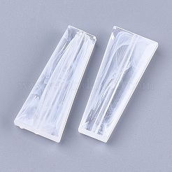 アクリルビーズ  天然石風  台形  クリア＆ホワイト  40x16x6mm  穴：1.8mm  約150個/500g&nbsp;OACR-S028-088