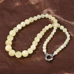 Natural Golden Silk Jade Graduated Round Beaded Necklaces&nbsp;NJEW-F368-02P