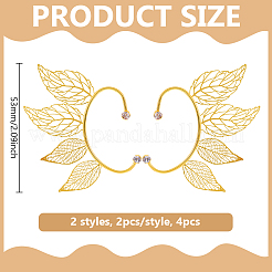 4Pcs 2 Styles Brass Cuff Earrings&nbsp;EJEW-HY0001-47G