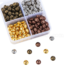 チベット風合金スペーサービーズ  鉛フリー＆カドミウムフリー  双円錐形  ミックスカラー  7.8x5.5mm  穴：1mm  240個/箱&nbsp;PALLOY-CJ0001-52-RS
