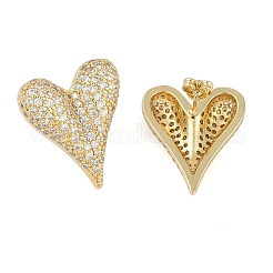 Heart Clear Cubic Zirconia Stud Earrings&nbsp;EJEW-S235-02G
