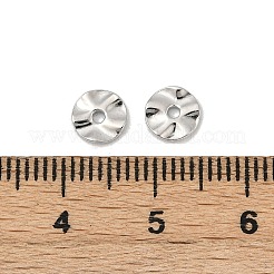真鍮製スペーサービーズ  ウェーブフラットラウンド  プラチナメッキ  6x1mm  穴：1.4mm&nbsp;KK-D375-20P