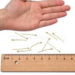 真鍮のボールヘッドピン  ゴールドカラー  20x0.5mm  24ゲージ  ヘッド：2mm  約590個/50g&nbsp;X-KK-R020-04G