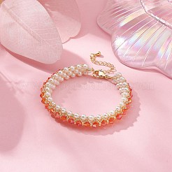 Glass Imitation Pearl & Bicone Beaded Bracelets&nbsp;BJEW-MZ00035-01