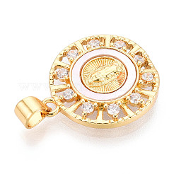 Brass Micro Pave Clear Cubic Zirconia Pendants&nbsp;KK-N268-83G