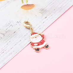 クリスマスをテーマにした合金エナメルペンダント  真鍮カニカン付き  サンタクロース  カラフル  37mm&nbsp;X-HJEW-JM00457-02