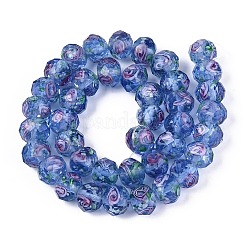 手作りの蓄光ビーズの連売り  ロンデル  インナー花と  多面カット  コーンフラワーブルー  9~10x7~8mm  穴：1~1.6mm  約40個/連  12.01インチ（30.5cm）&nbsp;LAMP-N037-01D