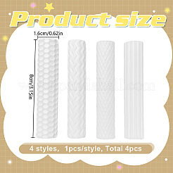 イヤリングを作るためのプラスチックポリマー粘土テクスチャローラー4個  ホワイト  80x16mm&nbsp;DIY-WH0622-471C