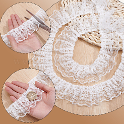Polyester Lace Pleated Ribbons&nbsp;SRIB-WH0011-468B