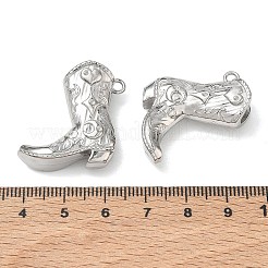 304ステンレスペンダント  花柄のチャームが付いたカウボーイブーツ  ステンレス鋼色  28x25x8mm  穴：2mm&nbsp;SA-CBAE5AC-24P