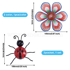3D Iron Flower and Ladybug Big Pendants&nbsp;AJEW-CF0001-19
