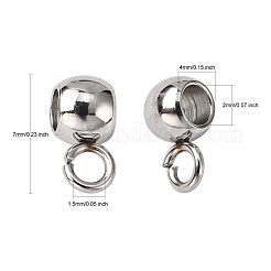 変色しにくい304ステンレススチールチューブベイル  ループベイル  ロンデル保釈ビーズ  ステンレス鋼色  7x3.5x4mm  穴：1.5mm  内径：2mm&nbsp;X-STAS-G075-11P