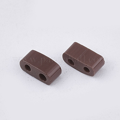 Fgb2穴ガラスシードビーズ  不透明色  長方形  ココナッツブラウン  4.5~5.5x2x2~2.5mm  穴：0.5~0.8mm  約2000個/袋&nbsp;SEED-S031-M-046