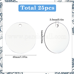アルミペンダント25個  空白タグのスタンプ  フラットラウンド  銀  40x1mm  穴：3.5mm&nbsp;FIND-SP0002-68A-02