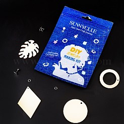 DIYダングルスタッドピアス作成キット  304ステンレススチールスタッドピアス金具付き  未完成の天然木スライスペンダント  混合形状  プラチナ＆ステンレス鋼色  50x33.8mm  穴：1.5mm&nbsp;DIY-SC0011-05