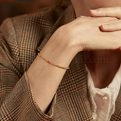 Birthstone 304 Stainless Steel Pave Cubic Zirconia Link Bracelets&nbsp;FS-WG4804B-08