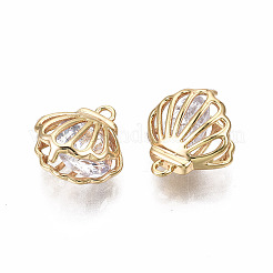 Brass Clear Cubic Zirconia Charms&nbsp;KK-T056-84G-NF