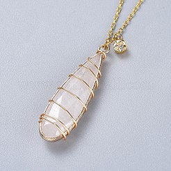 Natural Quartz Crystal Pendants Necklaces and Dangle Earrings Jewelry Sets&nbsp;SJEW-JS01026