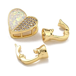 Brass Micro Pave Clear Cubic Zirconia Fold Over Clasps&nbsp;KK-U037-42G-02