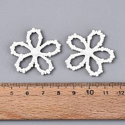スプレー塗装された合金製フラワーマルチ連リンク  鉛フリー＆ニッケルフリー＆カドミウムフリー  ホワイト  32~33x32~34x5mm  穴：11x6mm&nbsp;PALLOY-Q464-01A