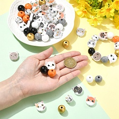16 Styles Printed Wood Beads&nbsp;WOOD-YW0001-71