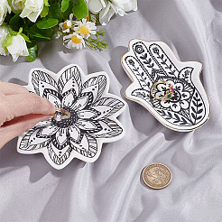 2Pcs 2 Styles Floral Hamsa Hand Flower Porcelain Trinket Dishes&nbsp;AJEW-ME0003-92