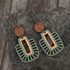 Alloy Wood Dangle Earrings&nbsp;FS-WG8CF90-01