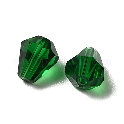 ガラス k9 ガラス  模造オーストリアクリスタルビーズ  多面カット  ダイヤモンド  濃い緑  6x5mm  穴：1mm&nbsp;GLAA-H024-13C-08