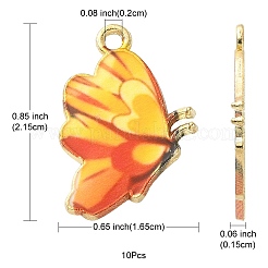 プリント合金ペンダント  カドミウムフリー＆ニッケルフリー＆鉛フリー  ライトゴールド  蝶  ゴールド  21.5x16.5x1.5mm  穴：2mm&nbsp;FIND-YW0001-70A