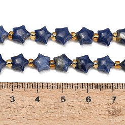 天然石ソーダライトビーズ連売り  チャンキースター  シードビーズで  7~8x7~8x4mm  穴：1mm  約45個/連  14.96''（38センチメートル）&nbsp;G-Z080-A28-8mm