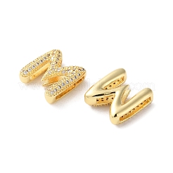 Rack Plating Brass Micro Pave Cubic Zirconia Slide Charms&nbsp;KK-C084-34G-M