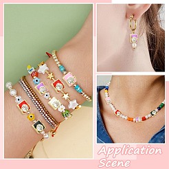 5Pcs 5 Colors Brass Pave Clear Cubic Zirconia Beads&nbsp;KK-CJ0002-80