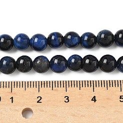 グレードB天然タイガーアイビーズ連売り  染め  ラウンド  ダークブルー  6~6.5mm  穴：1.2mm  約64個/連  14.96''（38センチメートル）&nbsp;G-F591-18-6mm-01