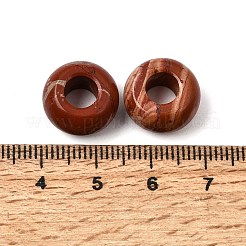 Brecciatedジャスパーヨーロッパのビーズ  大穴ビーズ  不可COREん  ファイヤーブリック  ロンデル  14x8mm&nbsp;SPDL-H004-3