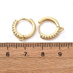 真鍮製クリアキュービックジルコニアフープピアス金具  ラックめっき  鉛フリー＆カドミウムフリー  長持ちメッキ  18KGP本金メッキ  15x14x2mm  穴：1.2mm  ピン：1mm&nbsp;KK-L242-27G
