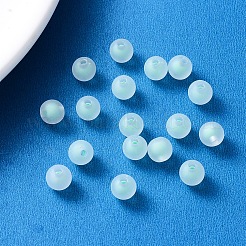 透明なアクリルビーズ  艶消し  二層ビーズ  ラウンド  淡いターコイズ  8x7.5mm  穴：2mm  約416個/100g&nbsp;LS-TACR-S135-001C