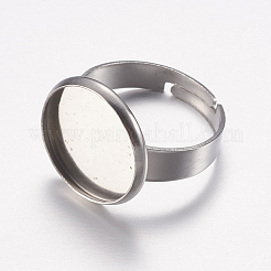 Tarnish Resistant Adjustable 304 Stainless Steel Finger Rings Components&nbsp;LS-A-STAS-F149-18P-D