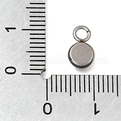304ステンレススチールペンダントカボションセッティング  フラットラウンド  ステンレス鋼色  トレイ：4mm  10x6x2mm  穴：2mm&nbsp;STAS-F365-02A-P