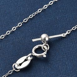925 Sterling Silver Cable Chain Adjustable Slider Necklaces for Women&nbsp;NJEW-U030-01S-01