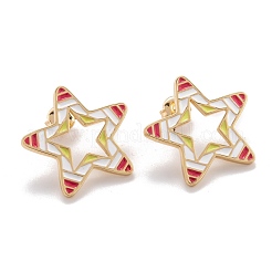 Brass Enamel Stud Earrings&nbsp;EJEW-F264-01-G