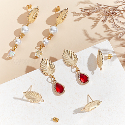 20Pcs Leaf Brass Stud Earring Findings&nbsp;KK-UN0002-14
