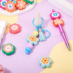 32個 8スタイルの花のPVCビーズ  ミックスカラー  29.5~30x28.5~30.5x9.5~10mm  穴：2.5mm  4個/スタイル&nbsp;KY-TA0001-49